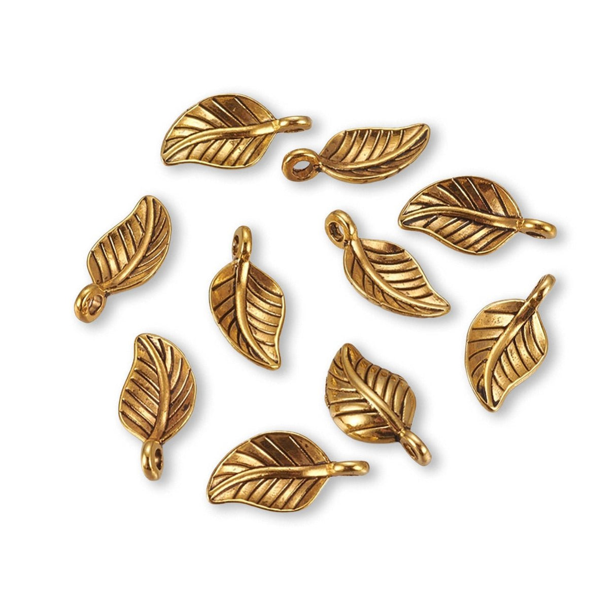 Charm - Anhänger Blatt, Farbe antikgold - PerlineBeads SA