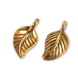Charm - Anhänger Blatt, Farbe antikgold - PerlineBeads SA