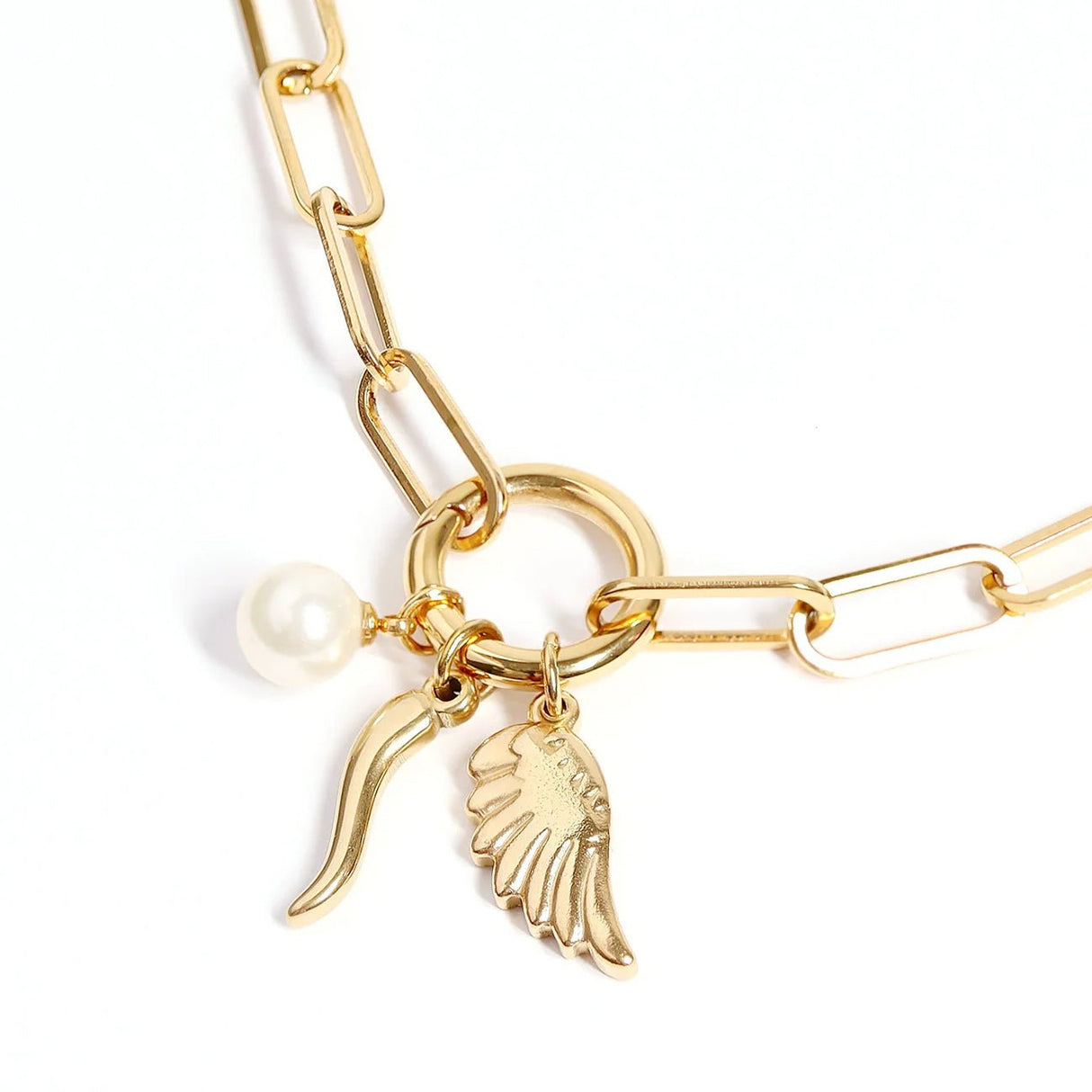 Charm - Anhänger Engelsflügel - Edelstahl PVD - vergoldet - PerlineBeads SA