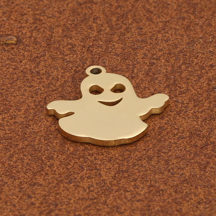 Charm / Anhänger Halloween “Gespenst” - Edelstahl Farbe Gold - PerlineBeads