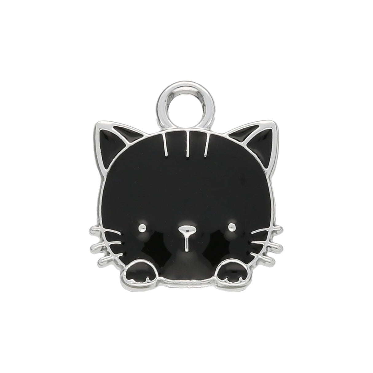 Charm / Anhänger “Katzenkopf” - Silber - schwarz - PerlineBeads