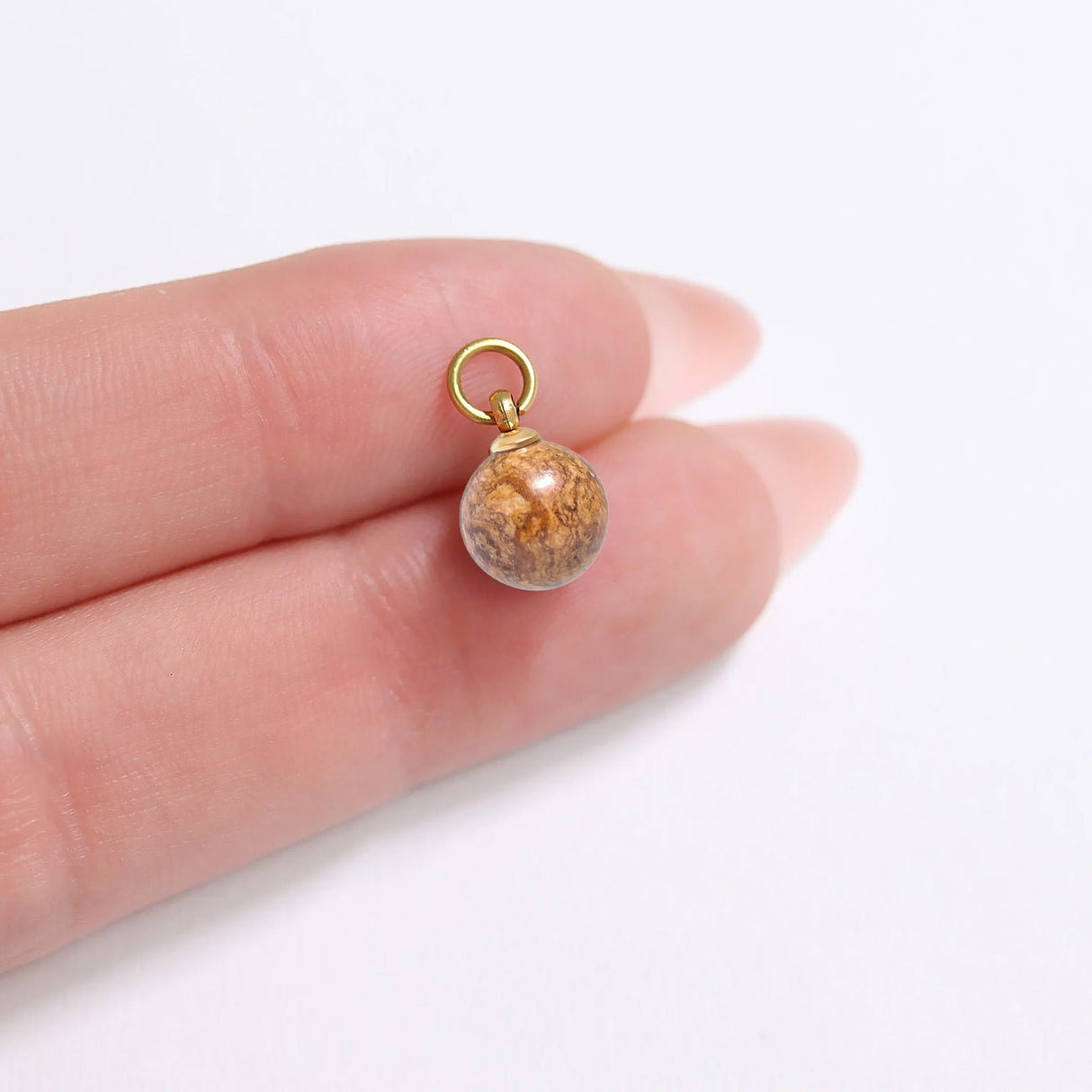 Charm - Anhänger mit Perle aus Bildjaspis - 8 mm - PerlineBeads SA