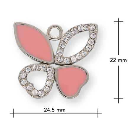 Charm / Anhänger “Schmetterling” - Farbe Rosa/Silber - PerlineBeads SA