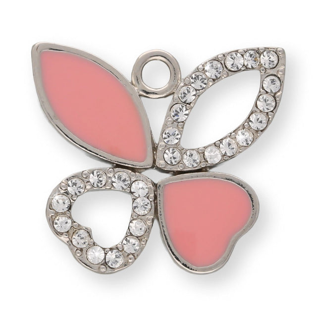 Charm / Anhänger “Schmetterling” - Farbe Rosa/Silber - PerlineBeads SA