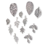 Charm - Anhänger Set mit 10 verschiedenen Blättern – Farbe Antik Silber - PerlineBeads SA