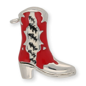 Charm / Anhänger “Western - Stiefel” - Farbe Silber/Rot - PerlineBeads SA