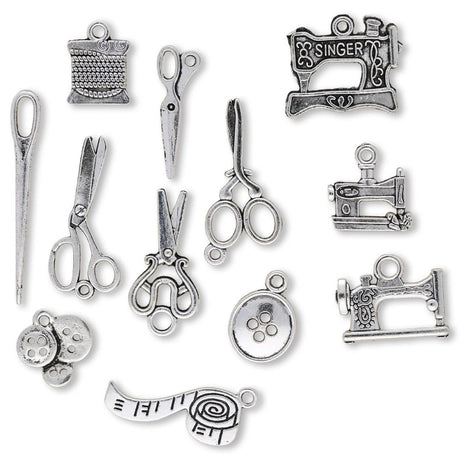 Charm Set “Nähwerkzeuge” (12 Stk.) - PerlineBeads SA