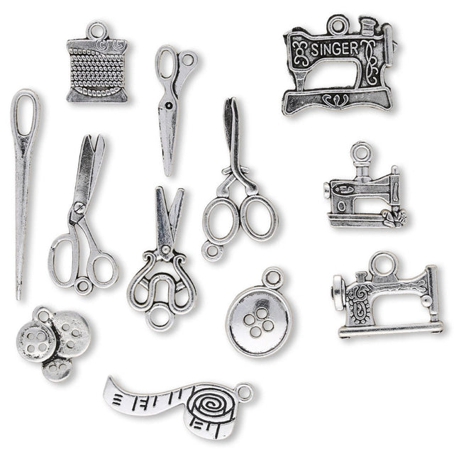 Charm Set “Nähwerkzeuge” (12 Stk.) - PerlineBeads SA