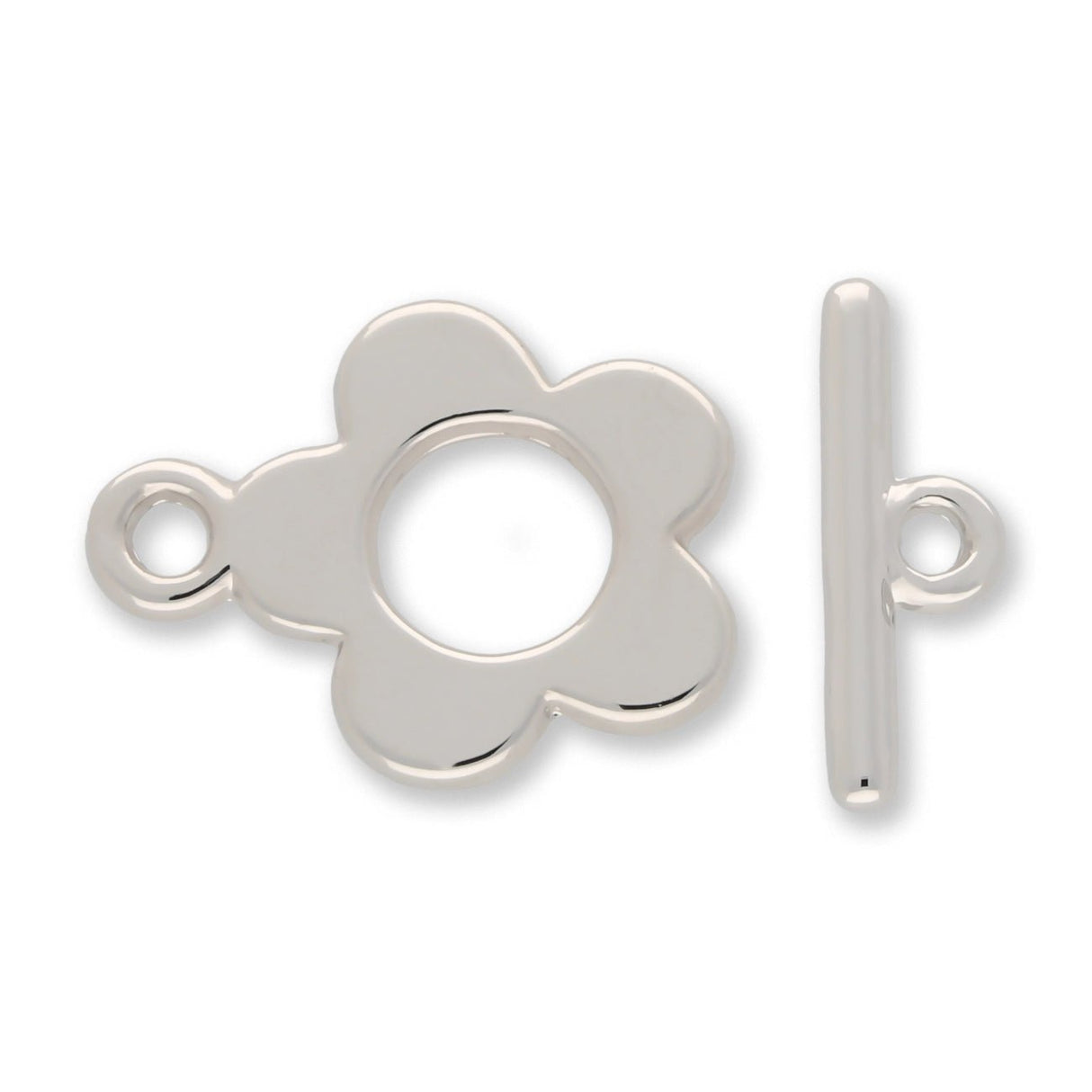 Claspgarten Knebelverschluss "Blume" | 15x20mm | 1 - strängig | rhodiniert (Silber) - PerlineBeads SA