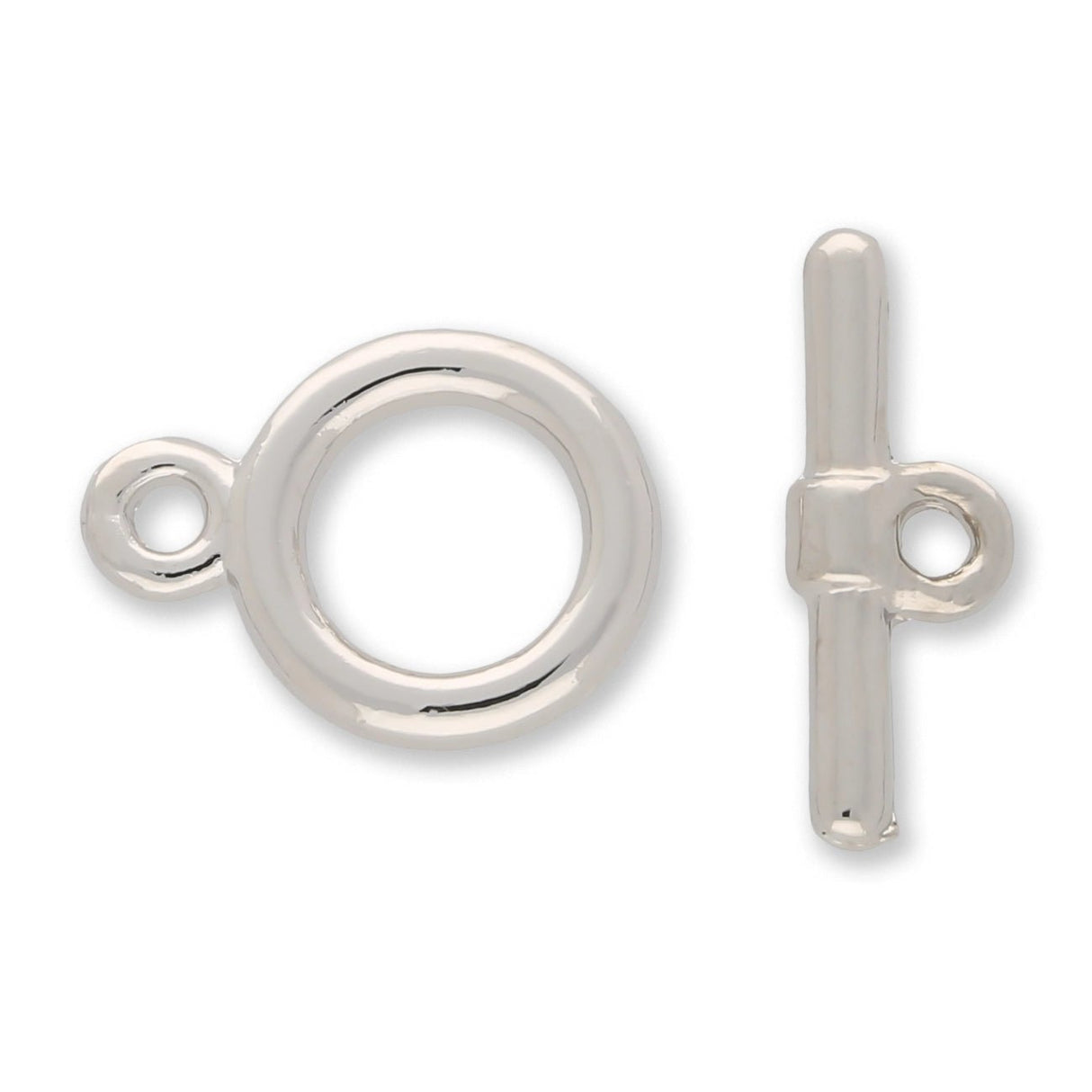 Claspgarten Knebelverschluss rund | 12 mm | 1 - strängig | rhodiniert (Silber) - PerlineBeads SA
