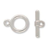 Claspgarten Knebelverschluss rund | 12 mm | 1 - strängig | rhodiniert (Silber) - PerlineBeads SA