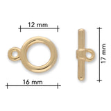 Claspgarten Knebelverschluss rund | 12 mm | 1 - strängig | vergoldet - PerlineBeads SA