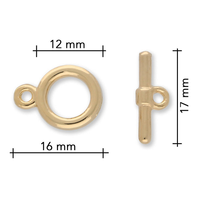 Claspgarten Knebelverschluss rund | 12 mm | 1 - strängig | vergoldet - PerlineBeads SA