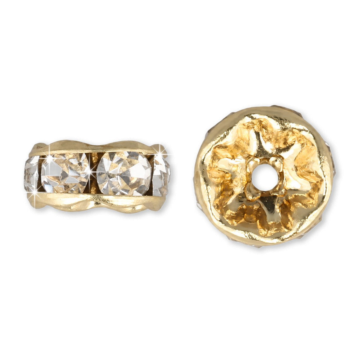 Cubic Zirkonia Spacer Perle – Farbe Gold - PerlineBeads SA