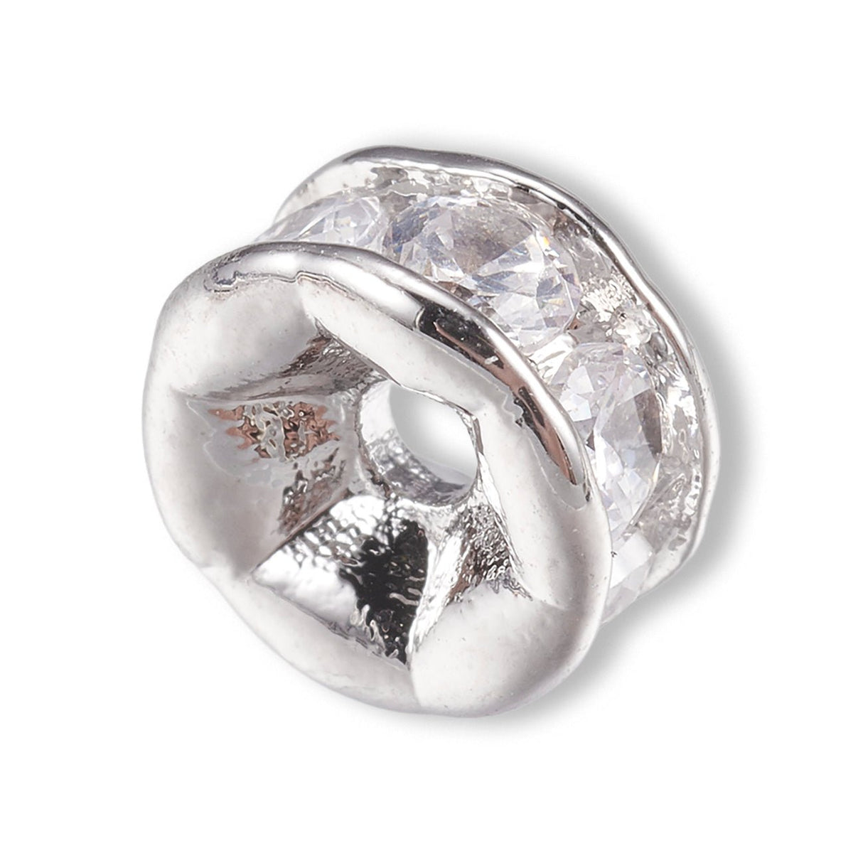 Cubic Zirkonia Spacer Perle – Farbe Platinum - PerlineBeads SA