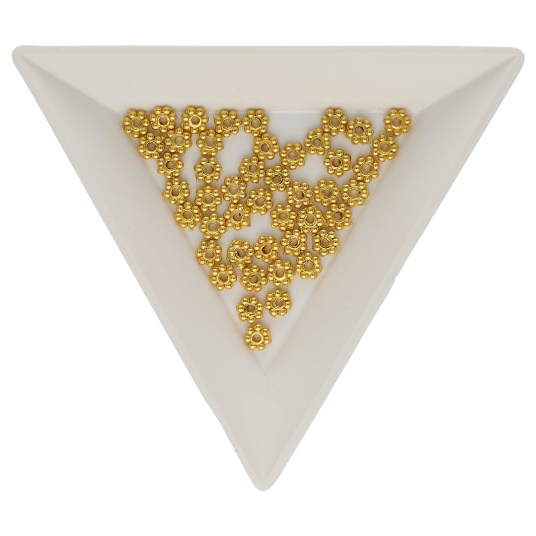 Daisy Spacer Perlen 4 mm - Farbe Gold - PerlineBeads