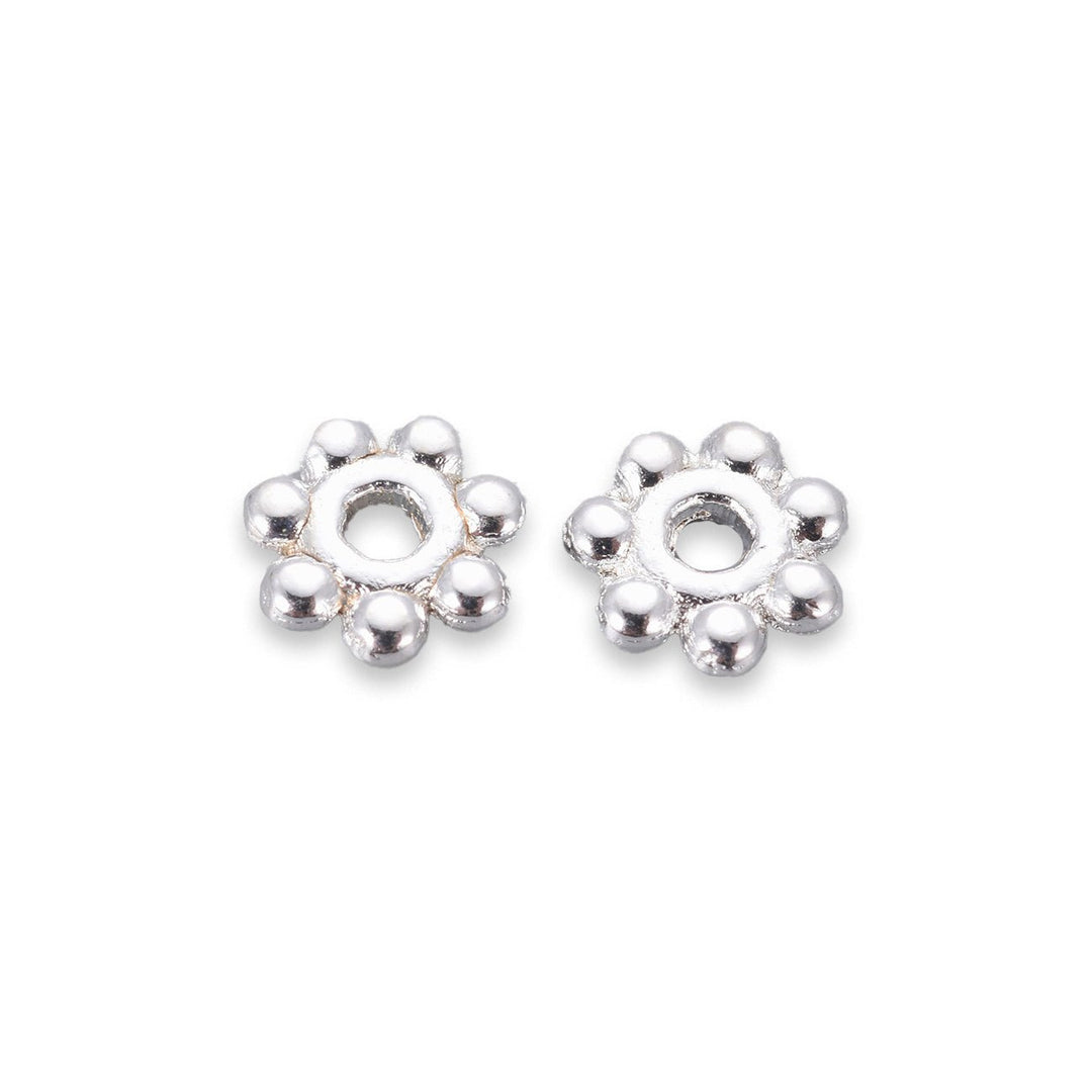 Daisy Spacer Perlen 4 mm - Farbe Silber - PerlineBeads