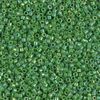 Delica 11/0 - DB163 - Opaque Green AB - PerlineBeads