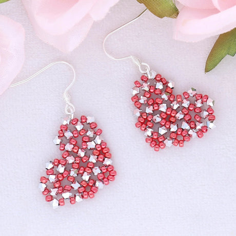 DIY Ohrringe - Kit „Rubinfunkeln“ – Rot & Silber - PerlineBeads SA