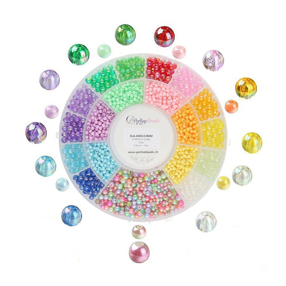 DIY Schmuck - Bundle: Acrylperlen, elastischen Faden & Glasrondellen (Rot/Schwarz/Gelb) – 15 % - PerlineBeads SA