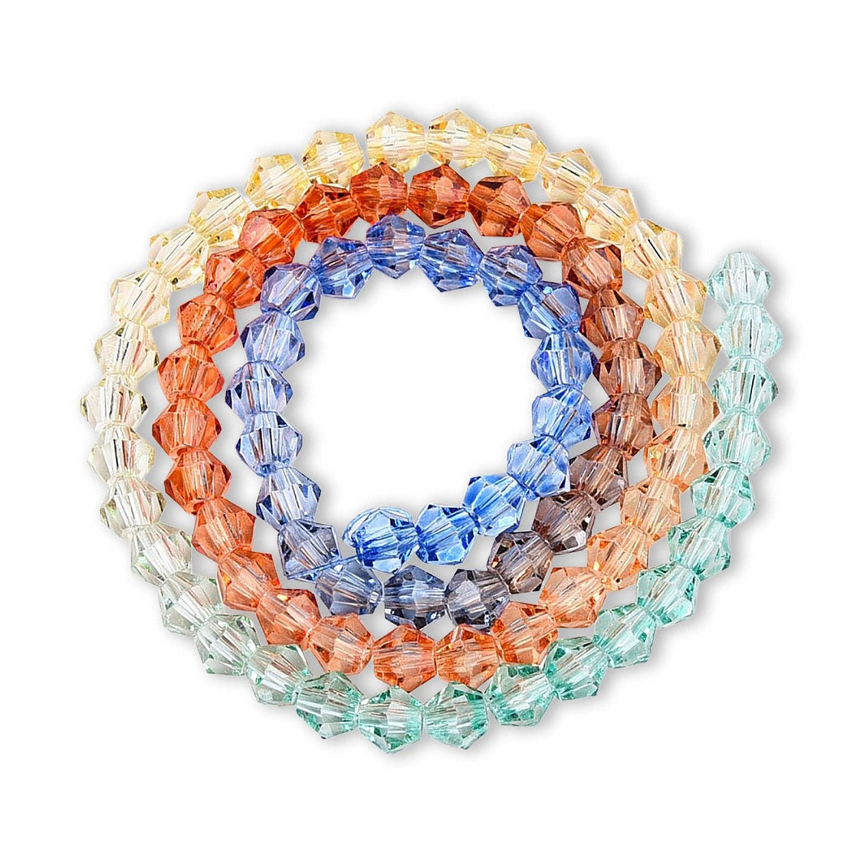 Doppelkegel aus Glas ⋅ 6 mm ⋅ Rainbow Sunset - PerlineBeads SA
