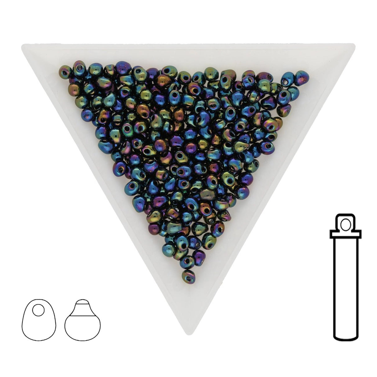 Drop Beads 3,4 mm – Mixed Blue/Green Iris - PerlineBeads SA