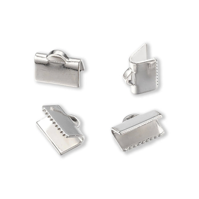 Edeltahl Bandklemme 10 mm - Silberfarbig - PerlineBeads SA