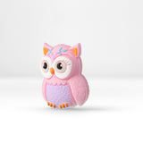 Eule Focal-Bead • 3D-Silikonperle in Pink mit Kulleraugen - PerlineBeads SA