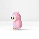 Eule Focal-Bead • 3D-Silikonperle in Pink mit Kulleraugen - PerlineBeads SA