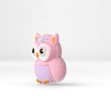 Eule Focal-Bead • 3D-Silikonperle in Pink mit Kulleraugen - PerlineBeads SA