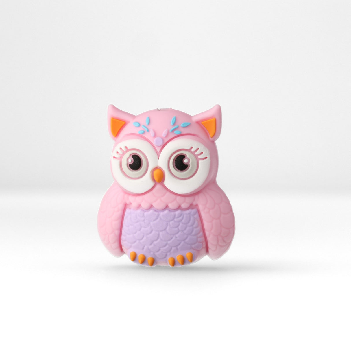 Eule Focal-Bead • 3D-Silikonperle in Pink mit Kulleraugen - PerlineBeads SA