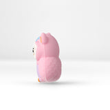 Eule Focal-Bead • 3D-Silikonperle in Pink mit Kulleraugen - PerlineBeads SA