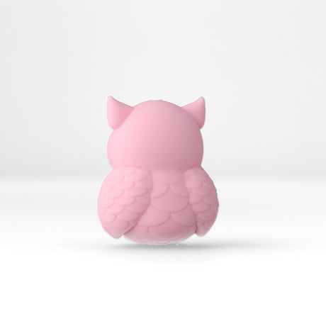 Eule Focal-Bead • 3D-Silikonperle in Pink mit Kulleraugen - PerlineBeads SA