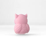 Eule Focal-Bead • 3D-Silikonperle in Pink mit Kulleraugen - PerlineBeads SA