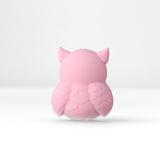 Eule Focal-Bead • 3D-Silikonperle in Pink mit Kulleraugen - PerlineBeads SA