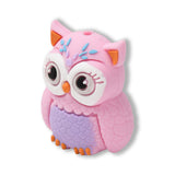Eule Focal-Bead • 3D-Silikonperle in Pink mit Kulleraugen - PerlineBeads SA