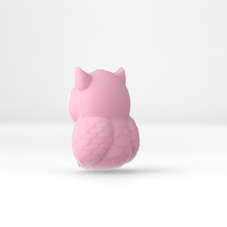 Eule Focal-Bead • 3D-Silikonperle in Pink mit Kulleraugen - PerlineBeads SA