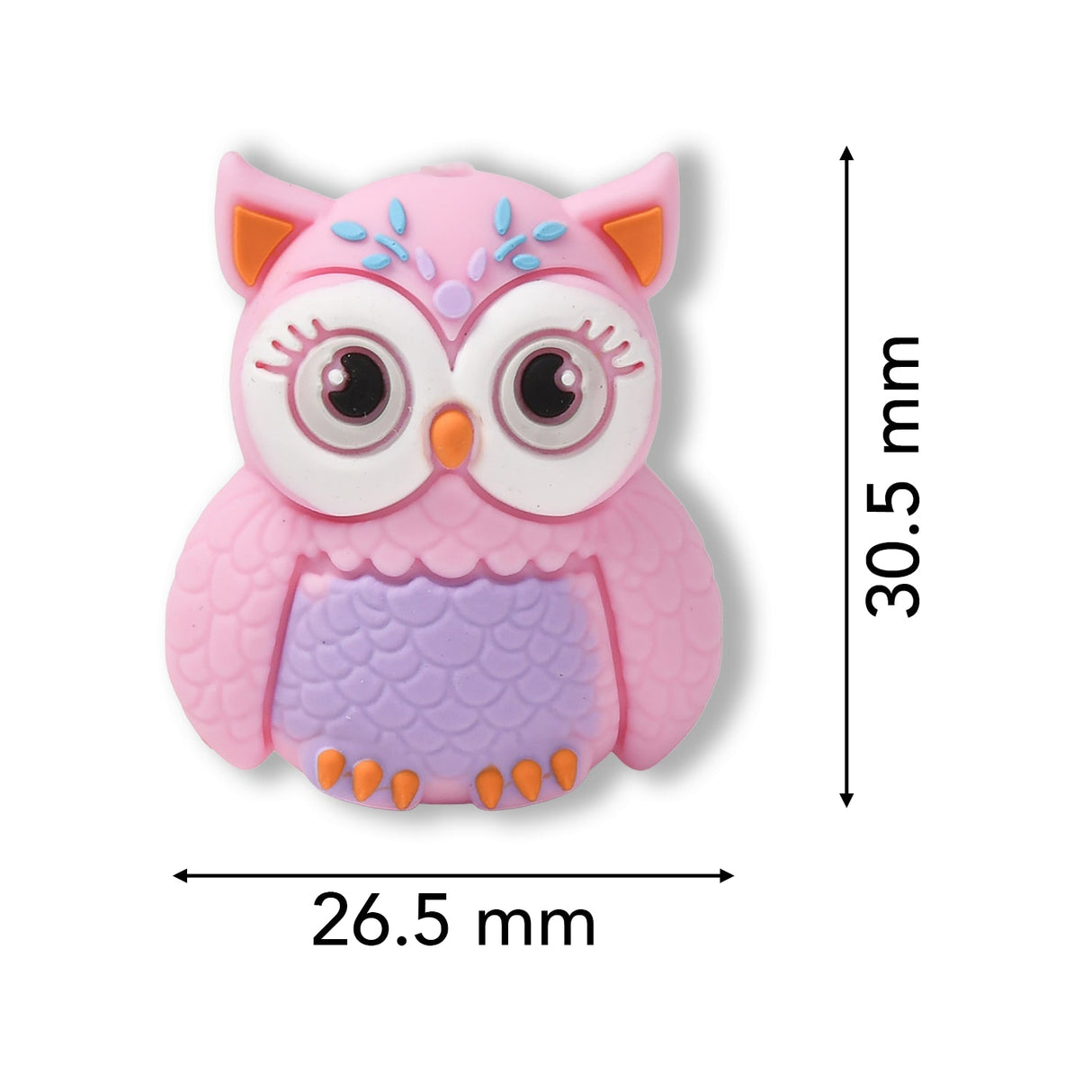Eule Focal-Bead • 3D-Silikonperle in Pink mit Kulleraugen - PerlineBeads SA