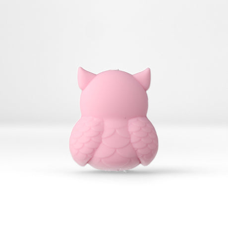 Eule Focal-Bead • 3D-Silikonperle in Pink mit Kulleraugen - PerlineBeads SA