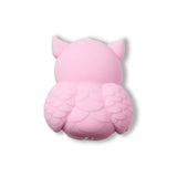 Eule Focal-Bead • 3D-Silikonperle in Pink mit Kulleraugen - PerlineBeads SA