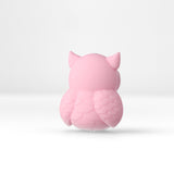 Eule Focal-Bead • 3D-Silikonperle in Pink mit Kulleraugen - PerlineBeads SA