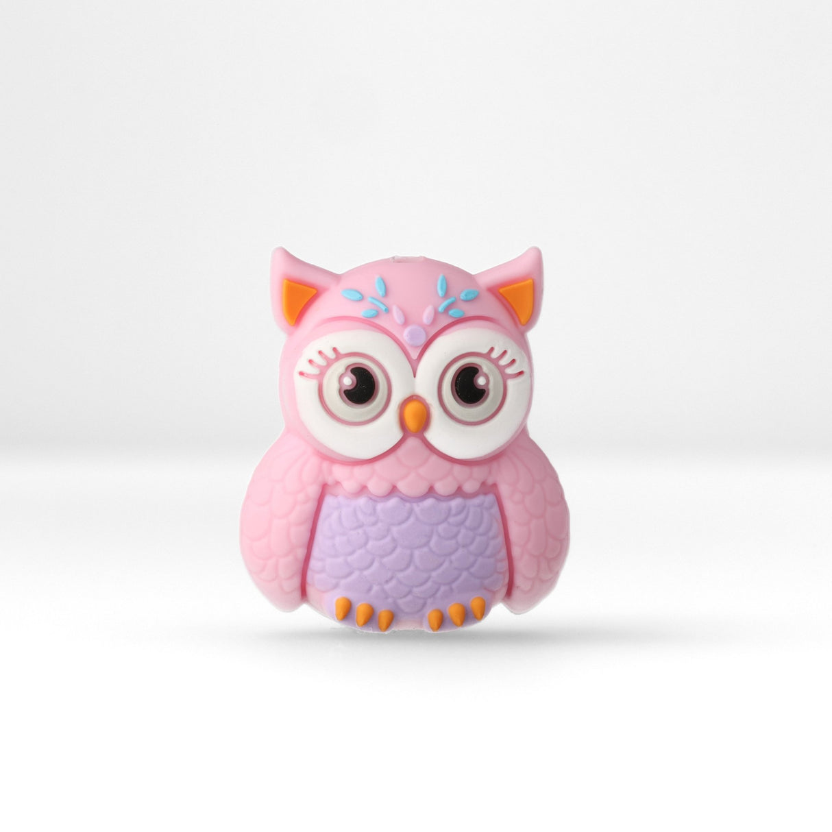 Eule Focal-Bead • 3D-Silikonperle in Pink mit Kulleraugen - PerlineBeads SA