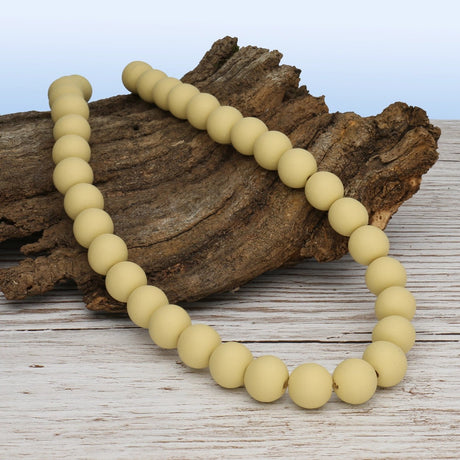 Farbige Holzperlen – ca. Ø 12 mm - Hellgelb - PerlineBeads SA