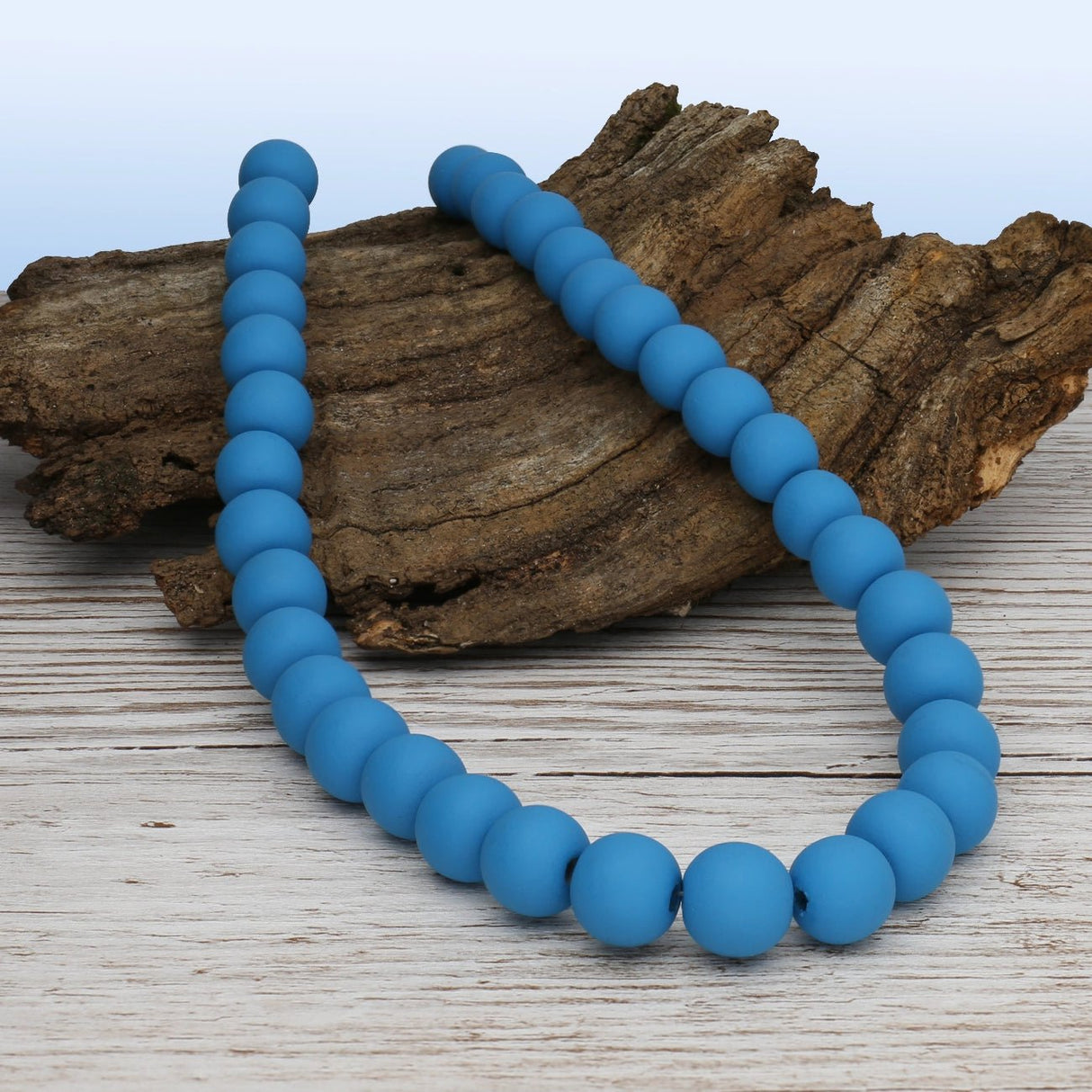 Farbige Holzperlen – ca. Ø 12 mm - Leuchtendes Blau - PerlineBeads SA