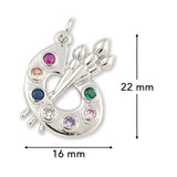 Farbpalette-Anhänger Platinfarben • Mit bunten Zirkonia-Steinen • 22 x 16 mm - PerlineBeads SA