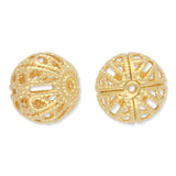Filigrane Metallperlen rund | goldfarben | Ø ca. 10 mm | (5 Stk.) - PerlineBeads SA