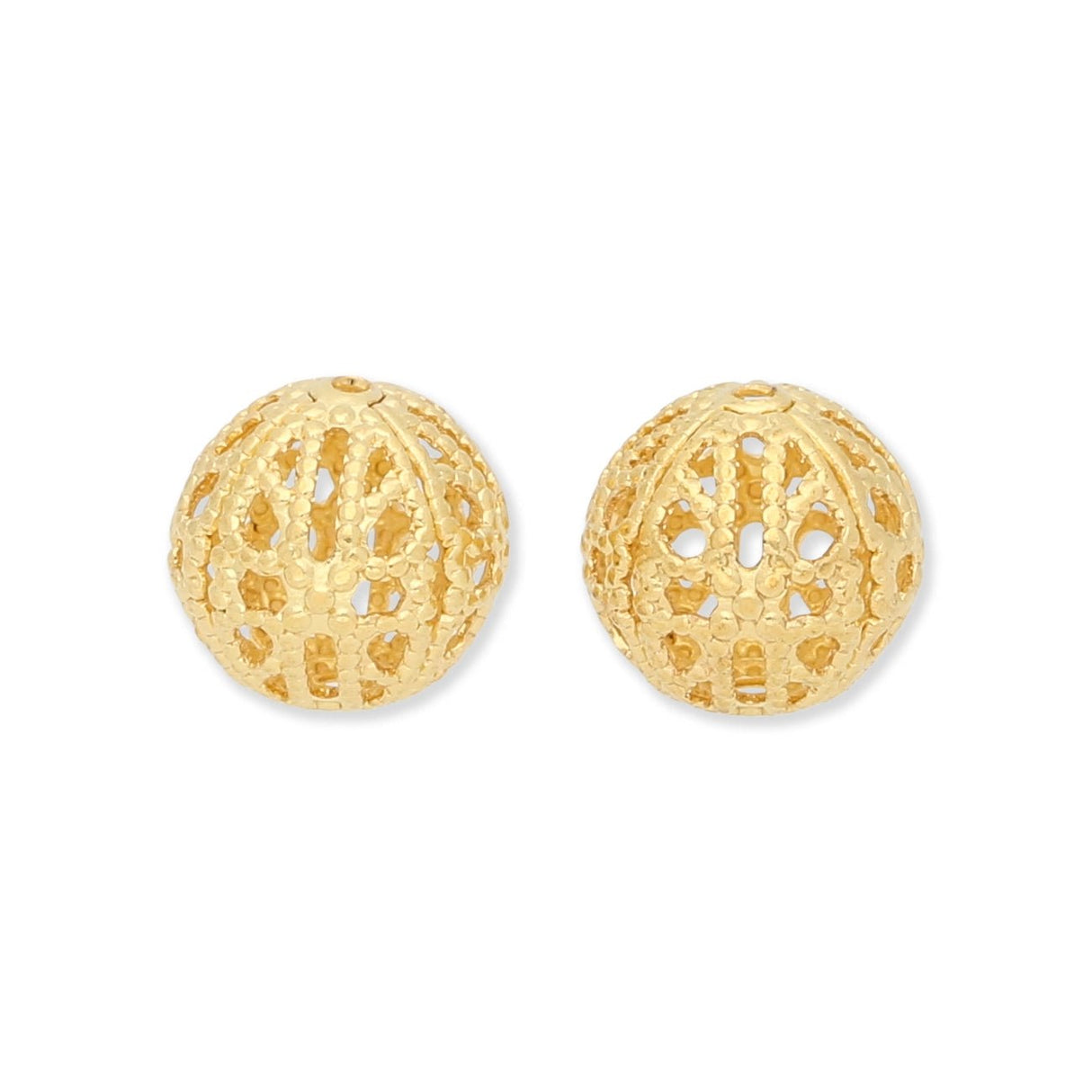 Filigrane Metallperlen rund | goldfarben | Ø ca. 10 mm | (5 Stk.) - PerlineBeads SA