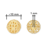 Filigrane Metallperlen rund | goldfarben | Ø ca. 10 mm | (5 Stk.) - PerlineBeads SA