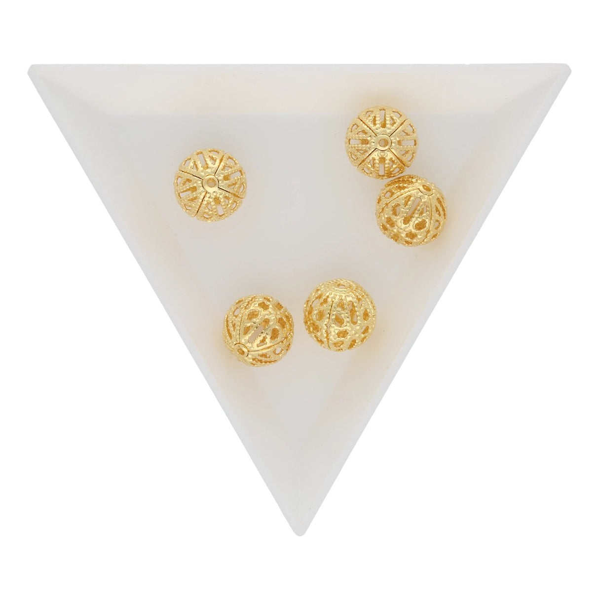 Filigrane Metallperlen rund | goldfarben | Ø ca. 10 mm | (5 Stk.) - PerlineBeads SA