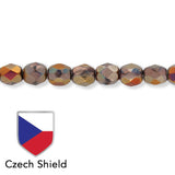 Fire polished 4 mm Glasperlen - Czech Shield - Jet Full Sliperit - PerlineBeads SA